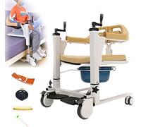 Transfer Chair Bathroom Wheelchairs Patient Lift Wheel for Home Use, Potable Fall Prevention Patient Lifter w/Split Seat, Bedside Commode w/Potty Aid for Nursing Paralyzed Elderly