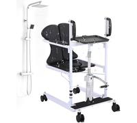 Transfer Chair Patient Transferred Lift Elderly Assist Devices, Wheelw/Split Seat, Bedside Commode Not for Total Paralysis Patient