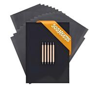 Transfer Paper Set with Embossing Tools, 8.3X11.7Inch Black Carbon Sheets 50 Count for Sketch Copying, Embroidery Design Transfer and Creative Outlines Sheets Outline Copy Paper Sketch Pattern Draft