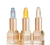 Transferproof Colour Changing Lipstick, Colour Changing Lip Balm With Gold Foil, Long Lasting Moisturizing Lip Gloss Set, Nutritious Crystal Makeup Set, Gift for Women And Girl (3Pc)