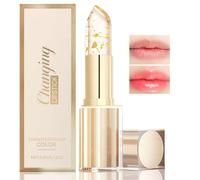 Transferproof Gold Crystal Color Changing Lipstick,Color-Changing Lipstick with Gold Foil for Women,Clear Jel/ly Hydrating Tinted Lip,Glossy Finish Lipsticks,Long-Lasting Hydration,Deep Nourishment