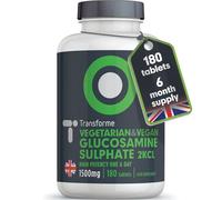 Transforme Glucosamine Sulphate 1500mg 180 Tablets, 6 Month Supply, 888mg Vegan & Vegetarian High Strength Glucosamine Per Daily Tablet, UK Made Supplement for Men and Women