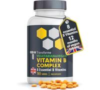 Transforme Vitamin B Complex 365 Tablets - High Strength Full Spectrum B1-B12 - One-A-Day Vegan Supplement for Energy, Tiredness & Immune Support - UK Made