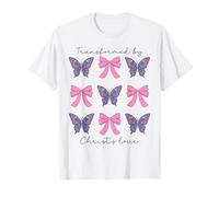 Transformed By Christs Love Coquette Bow Christian Women T-Shirt