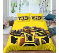 Transformers 3D Printed Bumblebee Quilt Cover for Boys Girls Comforter Covers Duvet Cover Soft Microfiber with Pillow Cases with Zipper Closure Bedding Set 3 Pieces Double（200x200cm）