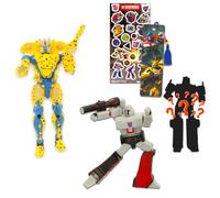Transformers Beast Mini Figures 3 Pack - Bundle with 4" with Cheetor, Megatron and Mystery Figurines Plus Stickers, Bookmark | Transformers Party Supplies