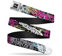 Transformers Belt, Seatbelt Buckle Belt, Transformers Icons and Names Graffiti Collage Multi Color, Adjustable, Black, Gray, Red, Blue, White, 1.0" Wide - Fits Pant Size 20-36