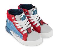 Transformers Boys High Top Sneaker - Optimus Prime Shoes - Optimus Prime - Megatron Bumblebee Lace Up, Royal red, 12 Big Kid