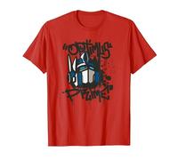 Transformers Classic Optimus Prime Graffiti Face Portrait T-Shirt, Men, Red, Large