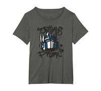 Transformers Classic Optimus Prime Graffiti Face Portrait T-Shirt, Women's Plus, Asphalt Grey, 4X
