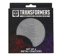 Transformers Coasters Set of 4 - Embossed Metal Drink Coasters with Autobot & Decepticon Designs - Officially Licensed, Non-Slip Cork Base, Gift Boxed Collectible