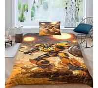 Transformers Duvet Cover Comforter Covers Quilt Cover 3D Print Bumblebee for Teens And Adults with Zipper Closure Soft Microfiber with Pillow Cases Bedding Set 2 Pieces Single（135x200cm）