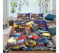 Transformers Duvet Cover Comforter Covers Quilt Cover for Boys Girls 3D Printed Optimus Primes with Zipper Closure Bedding Set Soft Microfiber with Pillow Cases 3 Pieces Double（200x200cm）