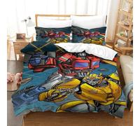 Transformers Duvet Cover Quilt Cover for Boys Girls 3D Printed Optimus Primes Comforter Covers Bedding Set with Pillow Cases with Zipper Closure Soft Microfiber 3 Pieces Single（140x200cm）
