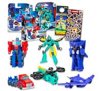 Transformers Earthspark Toys Set - Bundle with 3 Action Figures Featuring Optimus Prime, Chaos Terran, Soundwave Plus Stickers, More | Transformers Action Figures for Kids, Boys