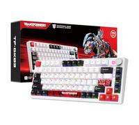 Transformers GK03 Mechanical Keyboard Wireless,RGB Creamy Gaming Keyboard Wireless, BT5.0/USB-C/2.4GHz,Custom Hi-Fi Linear Switch,Hot-Swap Socket/Knob Control Computer Keyboards (Optimus Prime White)