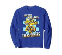 Transformers Just A Kid Who Loves Transformers Bumblebee Sweatshirt, Adult Unisex, Royal Blue, X-Large