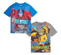 Transformers - Kids T-Shirt, 2 Pack, Optimus Prime Bumble Bee Autobot, Toddler Short Sleeve T-Shirt (3T-16), Transformer Heather Grey/Blue, 4T