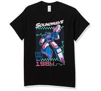Transformers Men's Soundwave Retro Basic Solid Tee T-Shirt, Black, Medium