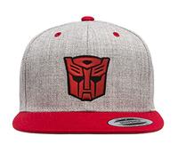 Transformers Officially Licensed Autobots 3D Patch Premium Snapback Cap (Heather Grey-Red), One Size