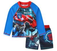 Transformers Optimus Prime Boys Rash Guard Swimsuit Set with Swimming Trunks UPF 50+ Swimsuit for Big Kids, blue, 7
