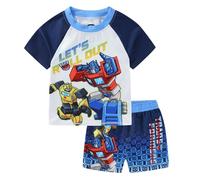Transformers Optimus Prime Bumblebee Boys UPF 50+ Rash Guard Shirt and Swimming Trunks Shorts Swimwear Set Swimsuit for Big Kids, blue, 6