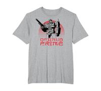 Transformers Optimus Prime Retro Kanji Sunset Portrait T-Shirt, Men's Big and Tall, Heather Grey, 4X Tall
