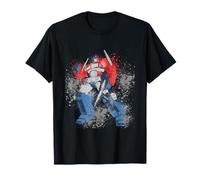 Transformers Optimus Prime Splatter Unisex-Adults T-Shirt, Black and Multicolour, S, V-Neck, Short Sleeve