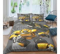 Transformers Quilt Cover Comforter Covers for Boys Girls 3D Print Bumblebee Duvet Cover with Zipper Closure Bedding Set with Pillow Cases Soft Microfiber 3 Pieces Double（200x200cm）