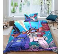 Transformers Quilt Cover Duvet Cover Comforter Covers 3D Print Optimus Primes for Boys Girls Soft Microfiber with Pillow Cases with Zipper Closure Bedding Set 2 Pieces Single（135x200cm）