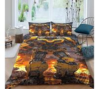 Transformers Quilt Cover Duvet Cover Comforter Covers 3D Printed Bumblebee for Boys Girls Bedding Set with Pillow Cases Soft Microfiber with Zipper Closure 3 Pieces Double（200x200cm）
