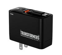 Transformers StarSaber TF-S01 40W GaN USB-C Fast Charger with Retractable 32” Cable, Dual USB-C (20W+12W) Compact Wall Charger for iPhone, Samsung, Google Pixel, iPad AC 100-240V (Megatron Black)