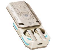 Transformers TF-T76 True Wireless Bluetooth 6.0 Earbuds with Mic, Mecha Zinc Alloy Armor Case, Low-Latency Game/Music Modes, Hi-Fi 13mm Drivers, HD Calling, 40H Total Playtime (Airazor Beige)