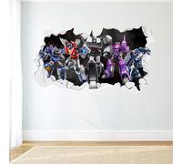 Transformers Wall Sticker -Decepticons Broken Wall Decal Vinyl Art Mural Kids Bedroom Gift (60cm Width x 30cm Height)