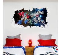 Transformers Wall Sticker - Optimus Prime Megatron Face Off Broken Wall Decal Vinyl Art Mural Kids Bedroom Gift (60cm Width x 30cm Height)