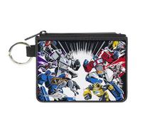 Transformers Wallet, Zip Clutch, Transformers Decepticon and Autobots Battle Black White, Canvas, Multicolor, XS, Casual
