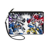 Transformers Wallet, Zip Clutch, Transformers Decepticon and Autobots Battle Black White, Canvas, Multicolor, L, Casual