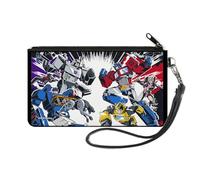 Transformers Wallet, Zip Clutch, Transformers Decepticon and Autobots Battle Black White, Canvas, Multicolor, S