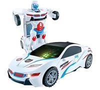 Transforming Car for Kids | Light up Transform Electric Toy Car | Indoor Outdoor Boys Deformation Vehicle Toy for Backyard, Kindergarten, Bedroom