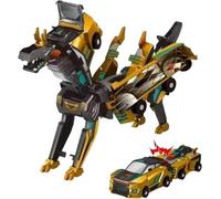 Transforming Dragon Dinosaur Car, Magnetic Car Toys with Automatic Transformation, Educational Vehicle Toy for Children 3-8 Years (Yellow)