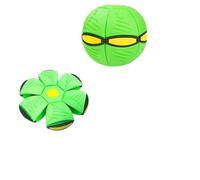 Transforming LED Light Up Bouncy Ball, 2-in-1 Convertible Flying Disc Toy, Blue and Green Interactive Ball with Flower Shape Design for Children, Parent-Child Outdoor Games (2)