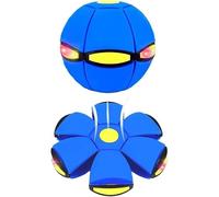 Transforming LED Light Up Bouncy Ball, 2-in-1 Convertible Flying Disc Toy, Blue and Green Interactive Ball with Flower Shape Design for Children, Parent-Child Outdoor Games (1)