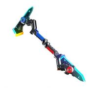 Transforming Light Up Battle Axe Sword with Mist Spray & Vibration, 2-in-1 Kids Interactive Toy with Sound Effects, USB-C Rechargeable Role Play Wea-pon for Boys Girls Age 3+ (Blue/Red, 16.93")