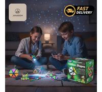TOSY Magnet Pyramid Glow - 1 Cube Transforms into 1 Billion Shapes (Bunny, Egg Basket, Flowers, Heart), Easter Birthday Gift, 12 pcs, 243 Magnets, Glowing, Holographic Design, Puzzle/STEM Toy