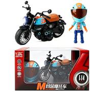 Transforming Motorcycle Doll - 1:14 Helmet Action Figure, Hidden Rider Figurine with Articulated Joints, Alloy & ABS Mini Model Toy for Desk Decor, Office Display & Motorcycle Gift (Blue)