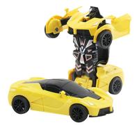 Transforming Robot Car Toy,Friction Powered Car Robot Toy Push And Go Vehicle Toy Transform Robot Sports Car 2 In 1 Racing Car Model For Kids Toddlers Boys Girls Birthday Gifts (Yellow)