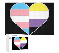 Transgender And Non-Binary Proud Flag Wooden Jigsaw Puzzles for Adults Brain-Teasing Game Idea Puzzle Gift 1000 PCS