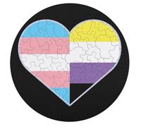 Transgender And Non-Binary Proud Flag Wooden Jigsaw Puzzles for Adults Brain-Teasing Game Idea Puzzle Gift for Unisex