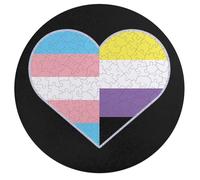 Transgender And Non-Binary Proud Flag Wooden Jigsaw Puzzles for Adults Brain-Teasing Game Idea Puzzle Gift for Unisex