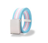 Transgender Belt, Pink/White/Blue Striped, Metal Buckle, by The Pride Shop